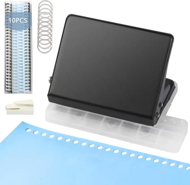 10-Hole Punch Binding Machine Kit — Comb Spines & Ring Set