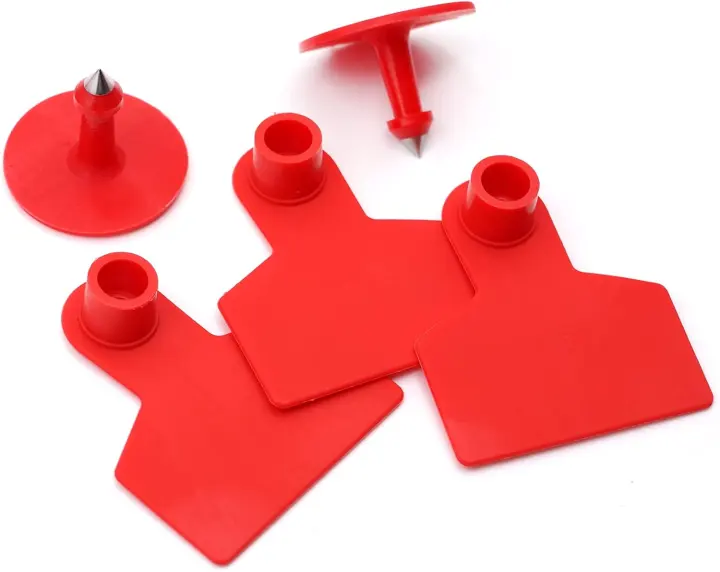 100 Blank Livestock Ear Tags — Red TPU ID Tags for Cattle & More
