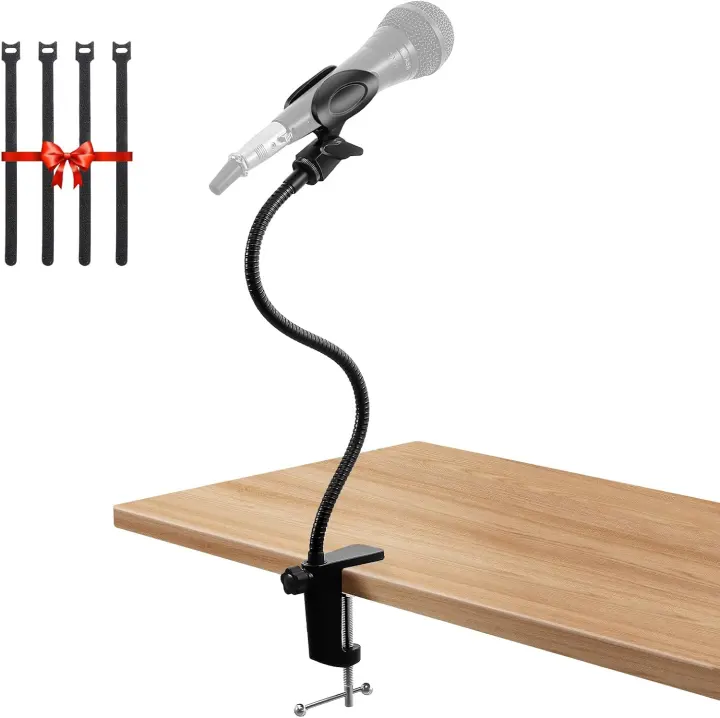 13.78" Gooseneck Podium Microphone Holder — Desktop/Pulpit Mic Stand