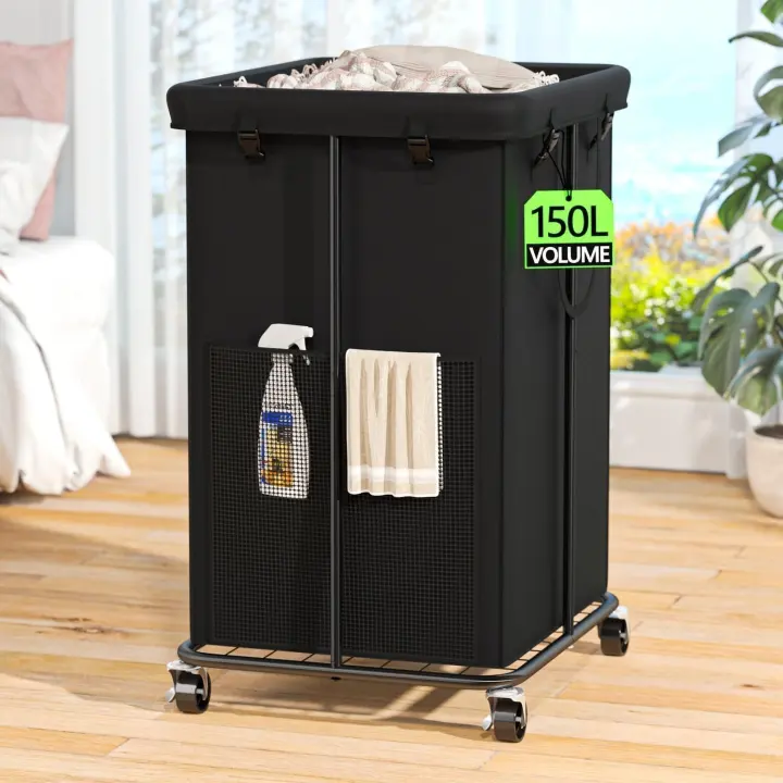 150L Rolling Laundry Hamper with Wheels, Removable Bag & Handles