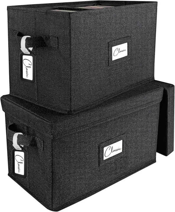 2-Pack 7-inch Vinyl Record Organizer Boxes for 45 RPM Singles
