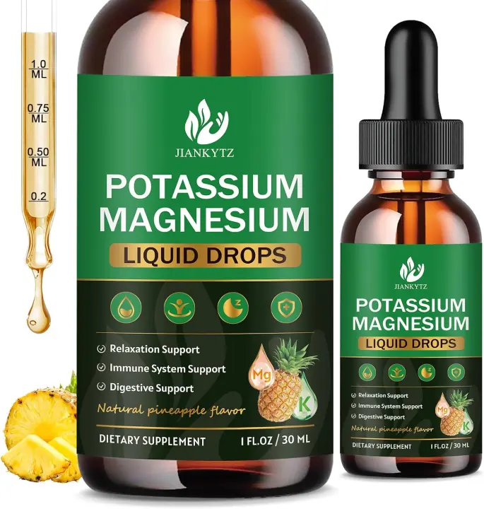 2-Pack Potassium & Magnesium Liquid Drops for Adults — High Absorption