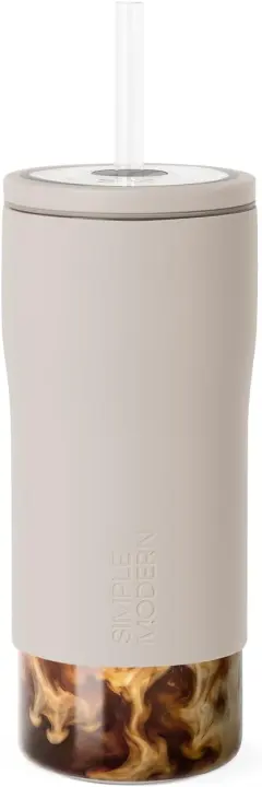 20 oz Glass Iced Coffee Tumbler with Straw and Silicone Sleeve