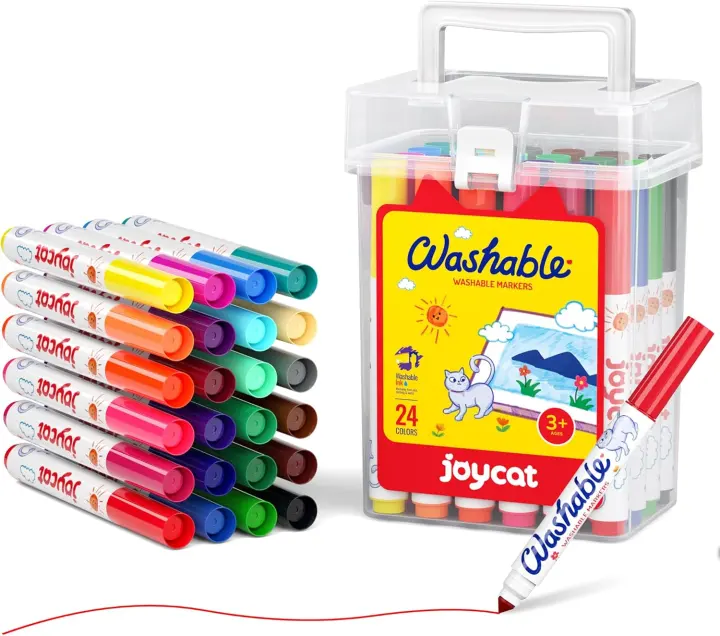 24-Color Washable Broad-Line Markers with Carrying Case — Kids’ Markers