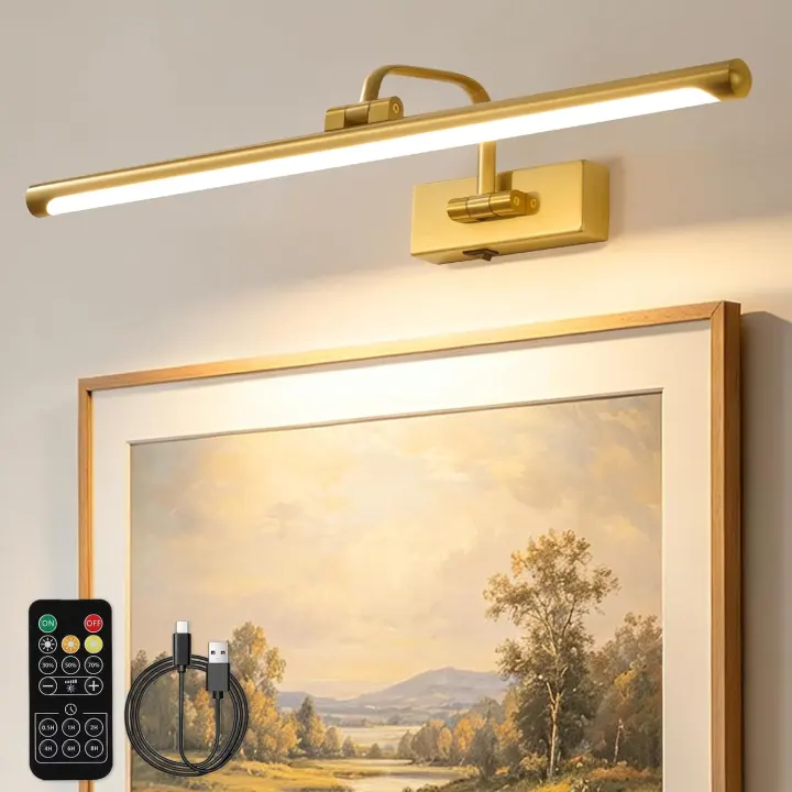 24-Inch Rechargeable Gold Picture Light — Wireless Dimmable