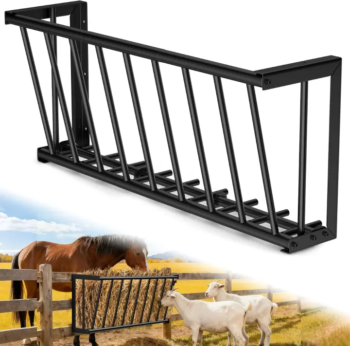 25-Gallon Wall Hay Feeder for Goats & Horses — Heavy-Duty Steel Rack
