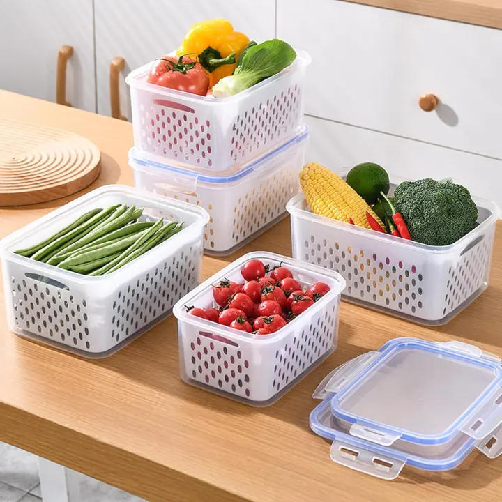 3-Piece Fridge Fruit Containers with Removable Colander
