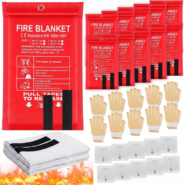 30-Piece Emergency Fire Blanket Kit with Gloves & Hooks