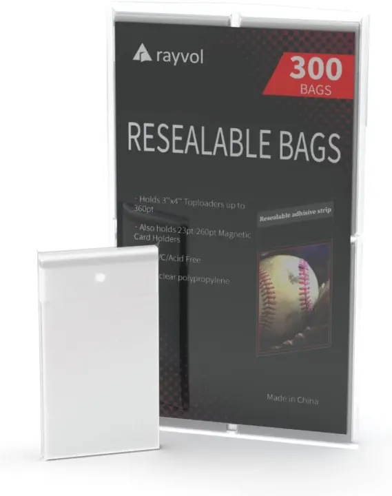 300 Resealable Card Bags for 3x4 Toploaders & Magnetic Holders