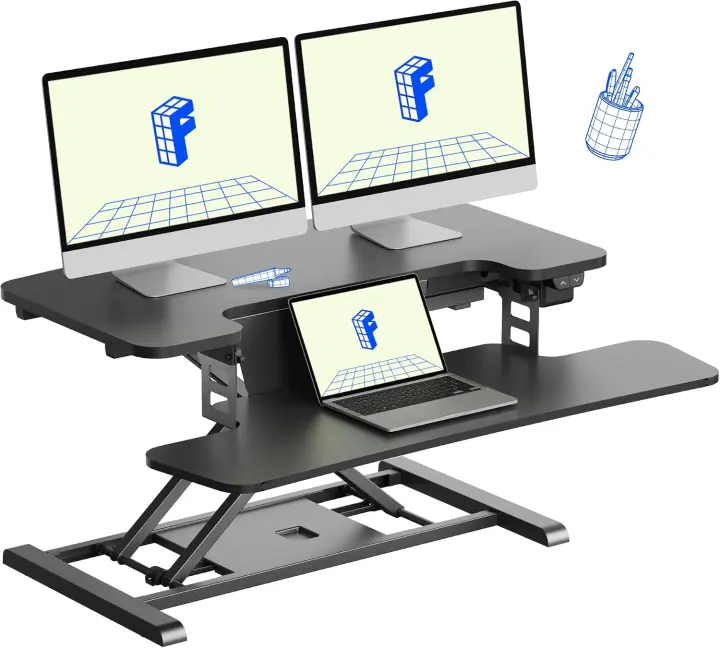 32" Motorized Standing Desk Converter — Electric Sit‑Stand Riser