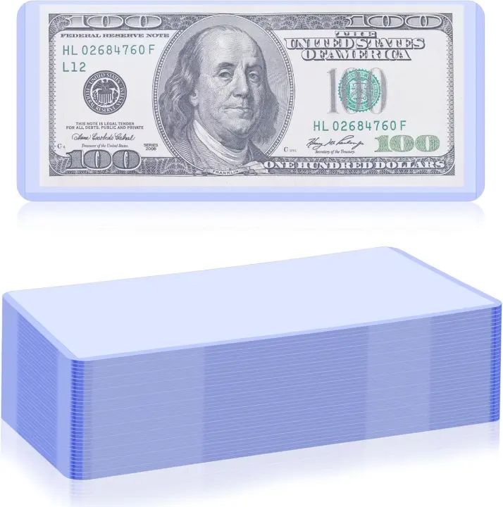 32-Pack Clear Dollar Bill Sleeves — 6.8 x 2.9 in Collector Holders