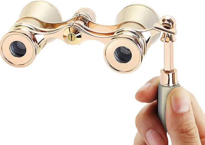 3x25 Compact Opera Glasses with Foldable Handle and Chain