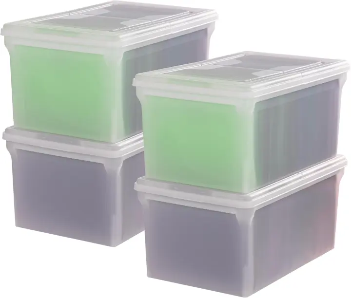 4-Pack Snap File Boxes with Locking Split Lid — Pearl Letter Size