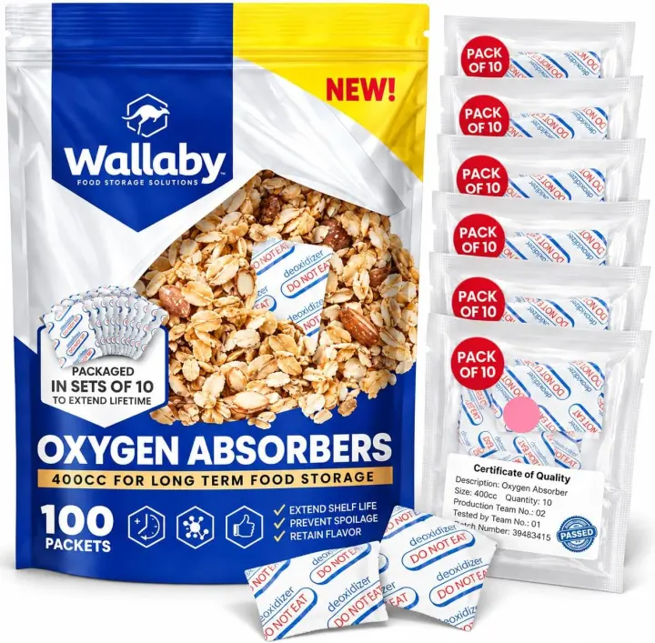 400cc Oxygen Absorber Packs for Mylar & Dry Food Storage — 10-Pack Sets