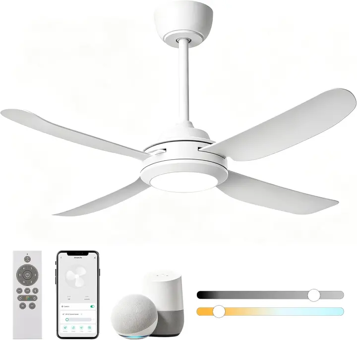 48-inch LED Ceiling Fan with Light & Remote — Modern DC Design