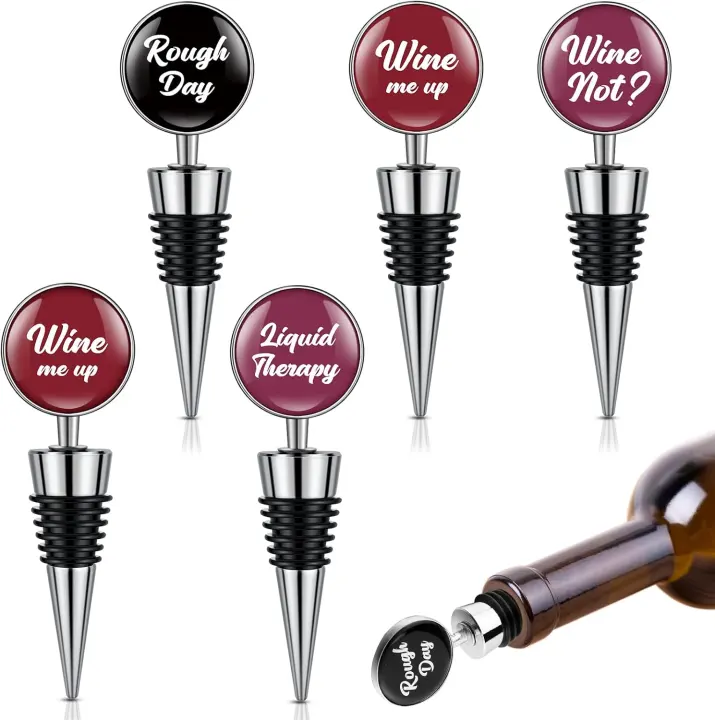 5-Pack Funny Wine Bottle Stoppers — Classic Color Set