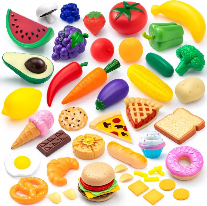 50-Piece Kids Play Kitchen Toy Set — Play Food & Dinnerware