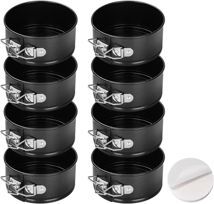 8-Pack 4-Inch Mini Springform Pan Set with 50 Parchment Liners