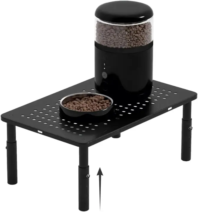 Adjustable Elevated Cat Feeder Stand — Automatic Feeder Riser (Black)