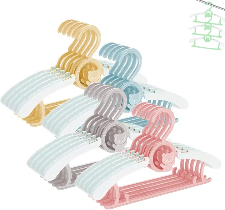 Adjustable Plastic Baby Clothes Hangers — 20-Pack Space-Saving Set