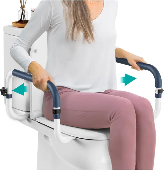 Adjustable Toilet Safety Rails with Handles — 250 lb Capacity