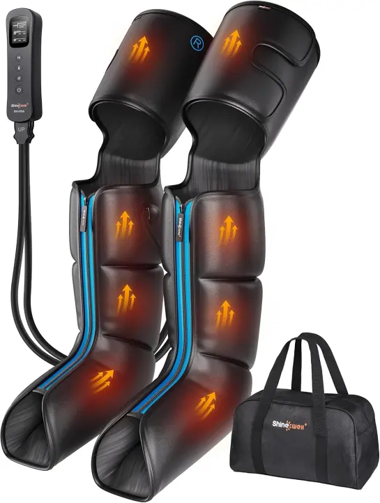 Air Compression Leg Massager with Heat — Full Foot-to-Thigh Recovery Boots