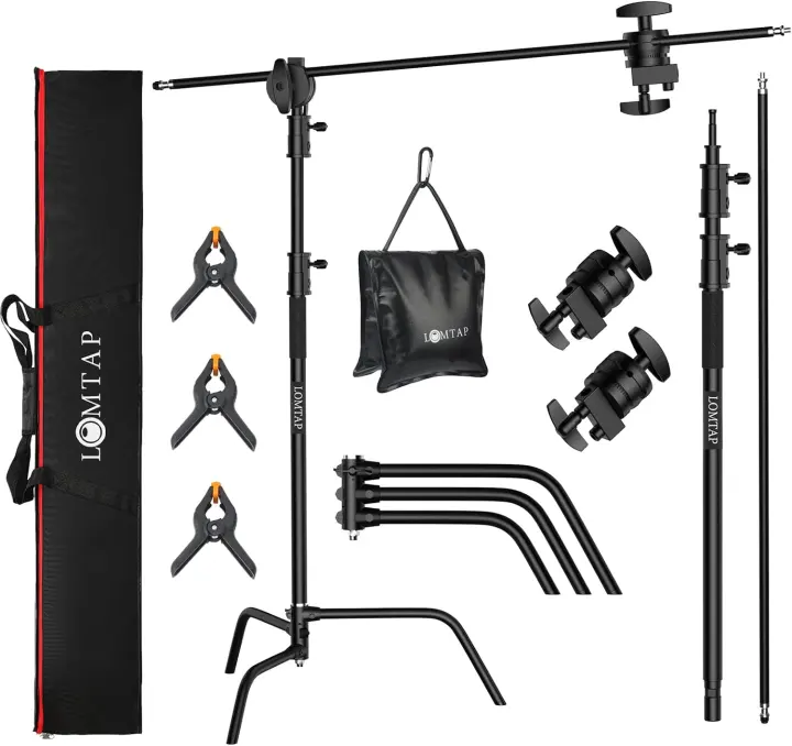 C-Stand with Boom Arm — 10.8 ft Heavy-Duty Light Stand