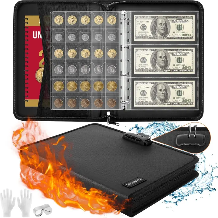 Fireproof Coin & Currency Binder — 300-Pocket Collector Album