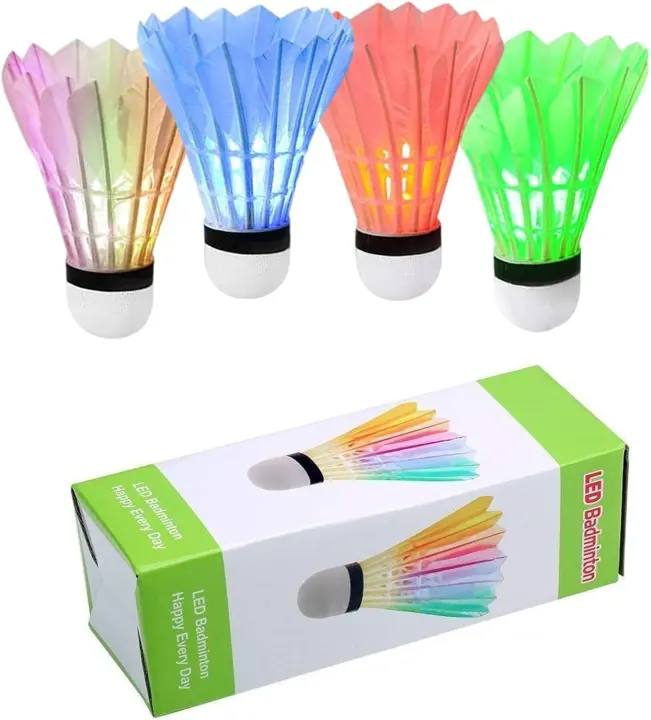 Glow-in-the-Dark LED Badminton Shuttlecocks (Feather/Nylon) Set