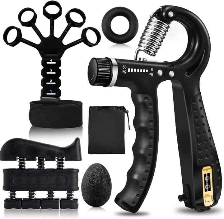 Hand Grip Strengthener Kit — 5-Piece Adjustable Finger & Forearm Set