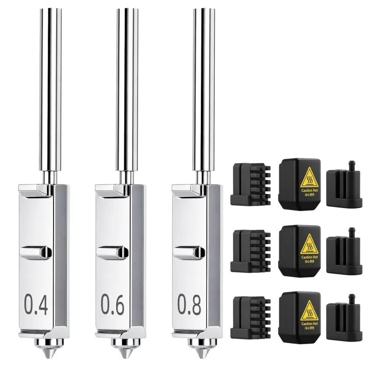 Hardened Steel Quick-Swap Nozzle Kit for Anycubic Kobra S1 Max (0.4/0.6/0.8 mm)