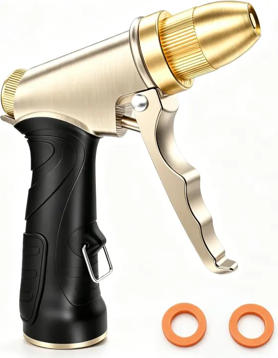 Heavy-Duty Metal Garden Hose Nozzle — Zinc-Alloy Sprayer
