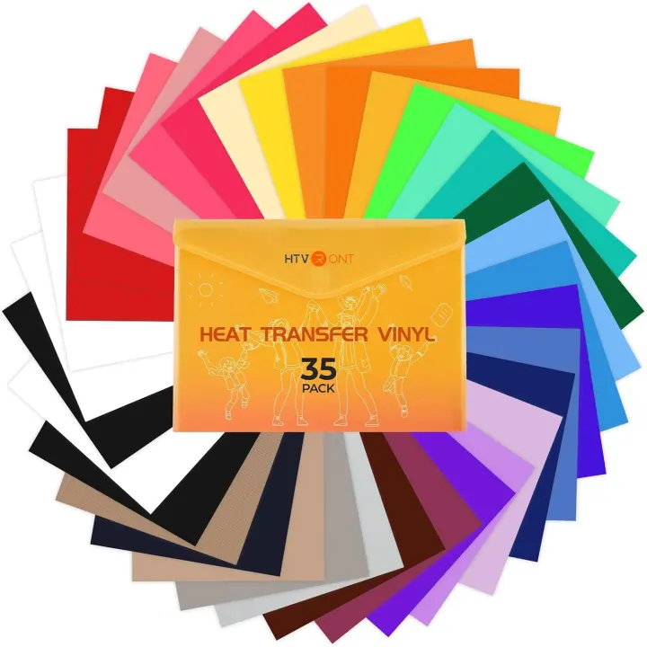 HTVRONT Heat Transfer Vinyl 35-Pack (12 x 10 in) — 30 Colors