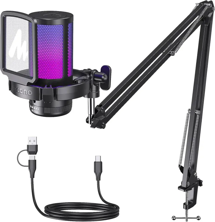 MAONO DGM20S USB Gaming Microphone with RGB Boom Arm