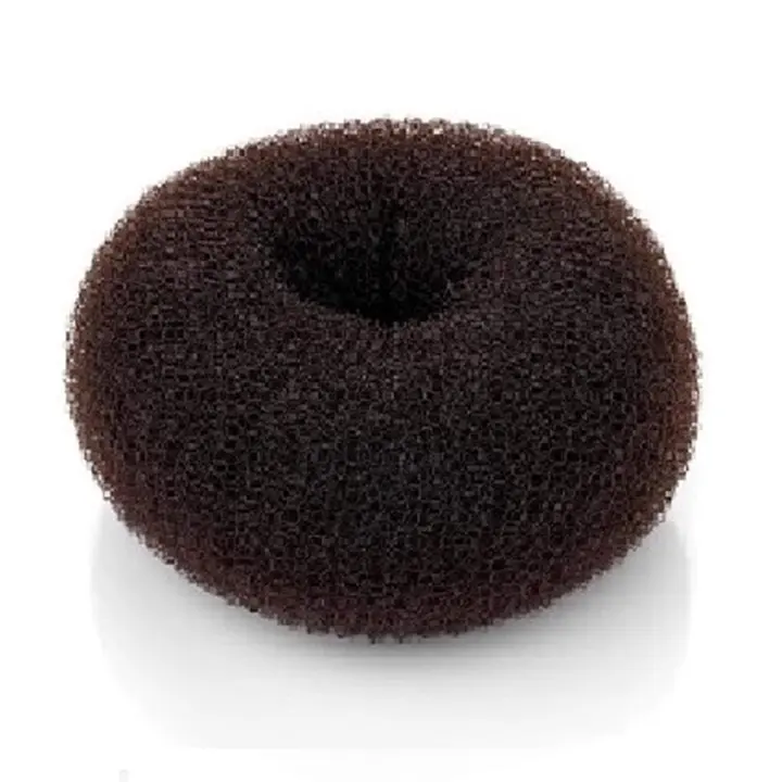 Mesh Hair Donut Bun Maker — Ring-Style Chignon Sponge (Large, Brown)