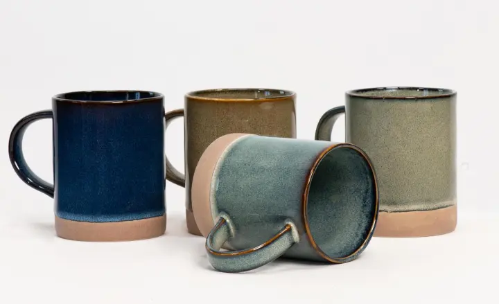Modern Stoneware Mug Set — 17 oz, Pack of 4