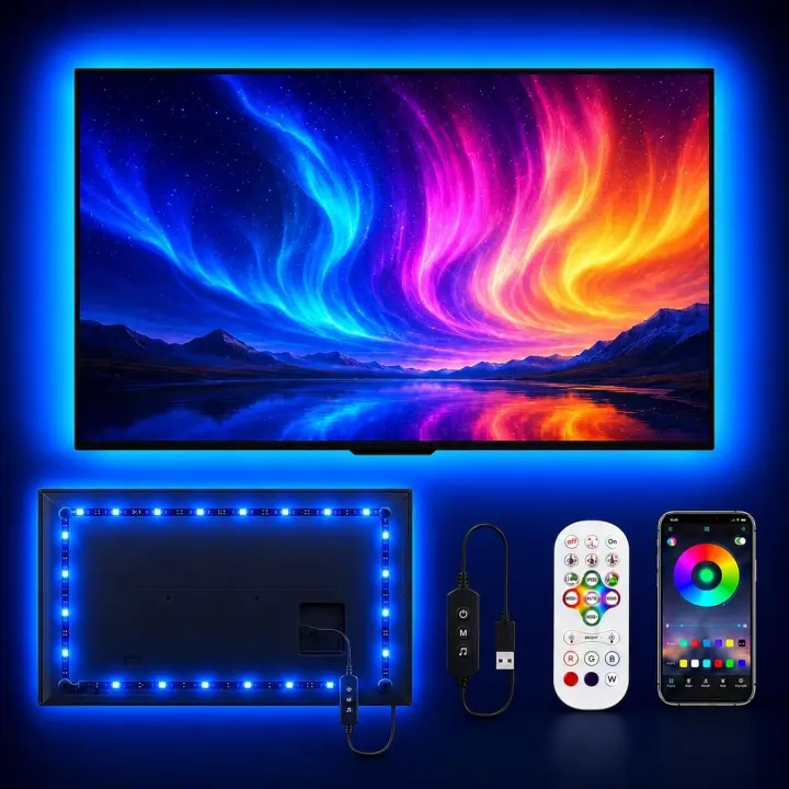 MORiACC 16.4ft TV LED Backlight Strip for 45–75" TVs — Music Sync & App