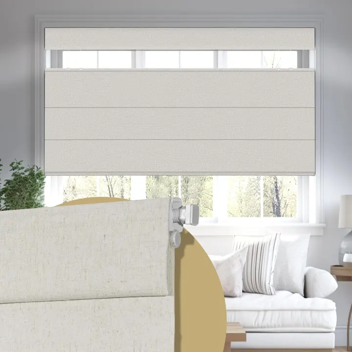 No-Drill Blackout Roman Shades — Ivory Custom Window Treatment