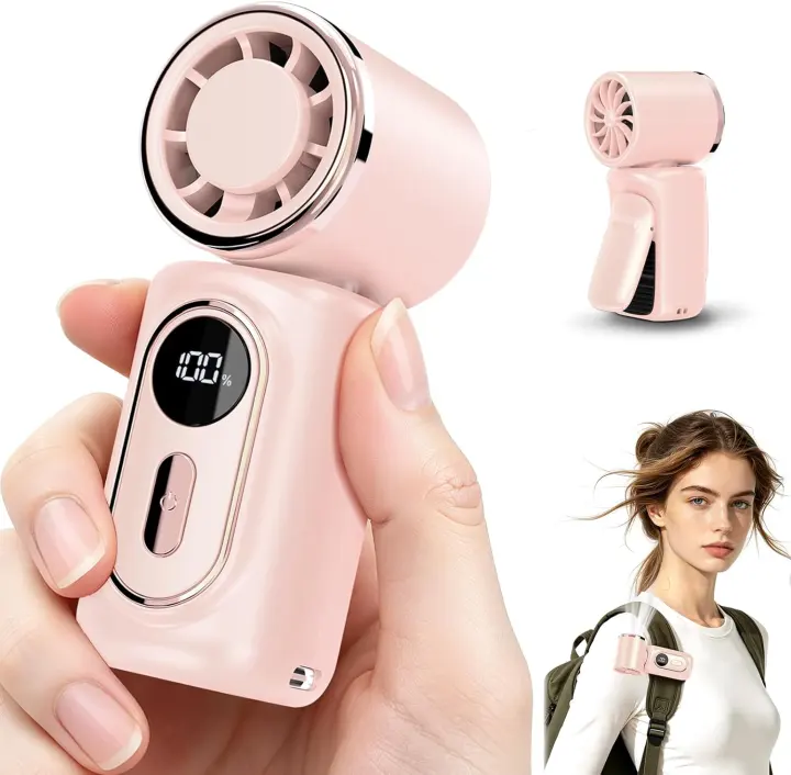 Portable Handheld Clip-On Mini Fan — 3000mAh, 5-Speed, 180° Rotate