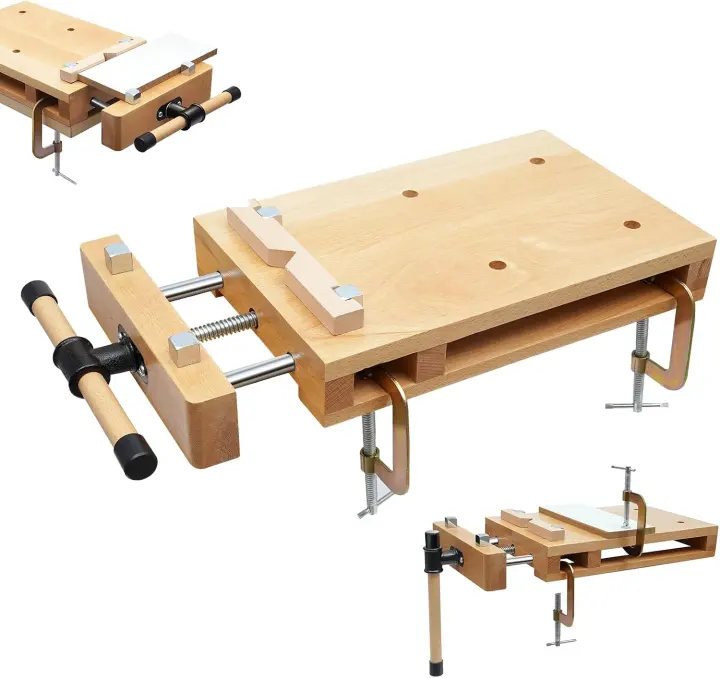 Portable Woodworking Bench Vise — Hardwood Workbench Clamp