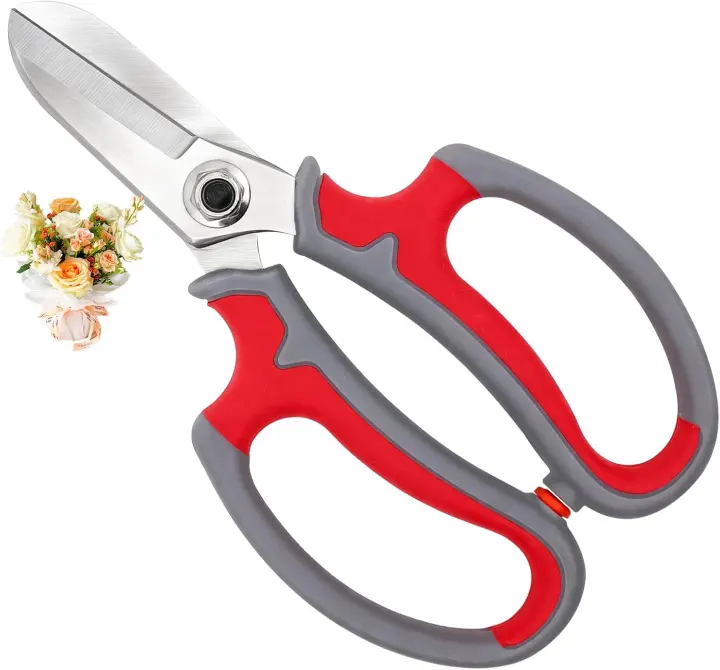 Premium Stainless Steel Flower Scissors — Red Garden Clippers