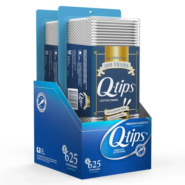 Q-Tips Cotton Swabs — 625 Count Two-Pack, Soft-Tip Swabs