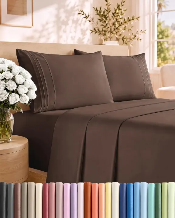 Queen 4-Piece Sheet Set — Brown Cooling & Breathable Bedding