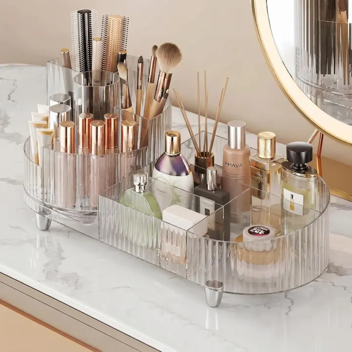 Rotating Clear Makeup Organizer for Vanity Countertop