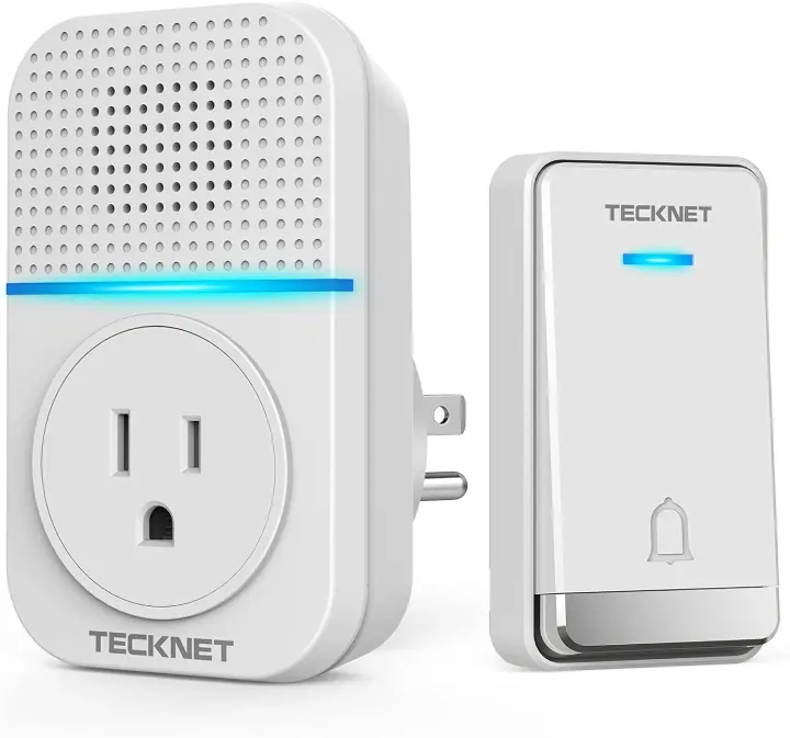 TECKNET Wireless Doorbell — Plug-Through Chime with Self-Powered Button