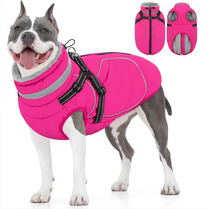 Waterproof Warm Dog Jacket with Integrated Harness