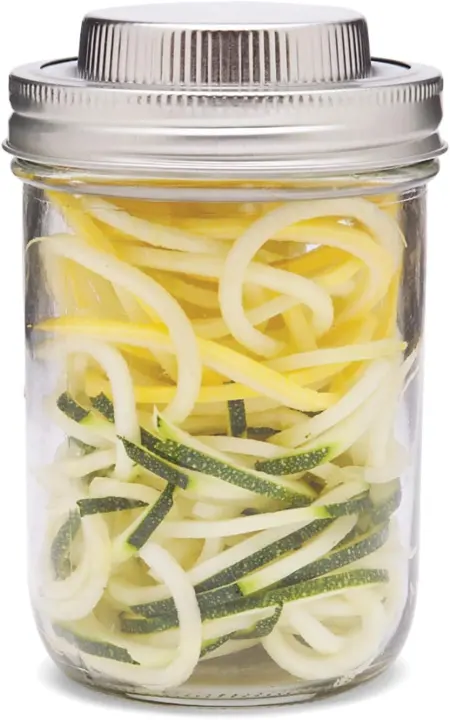 Wide-Mouth Mason Jar 3-in-1 Veggie Spiralizer Lid — Stainless Steel