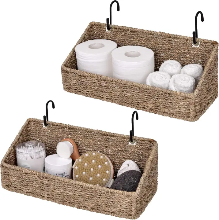 Woven Seagrass Wall Baskets — Hanging & Shelf Storage Baskets