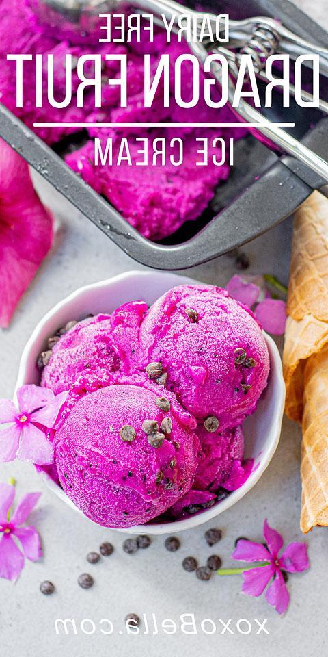 Παγωτό με γεύση dragon fruit χωρίς γαλακτοκομικά.