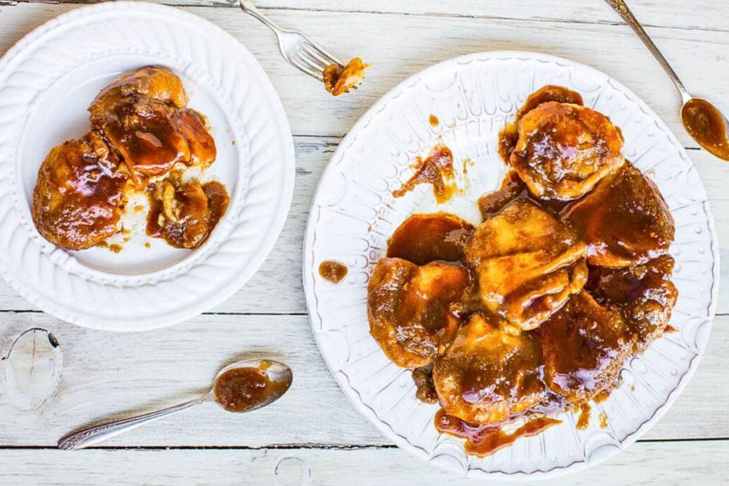 A plate of easy salted caramel sticky buns.